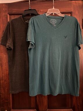 American Eagle Outfitters 2 Men’s V-Neck Tee in Charcoal and Teal M